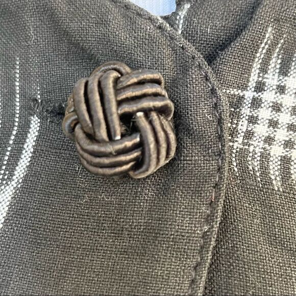 Sam Hilo Collection cotton lagenlook mandarin collar open long line blazer - Picture 6 of 8